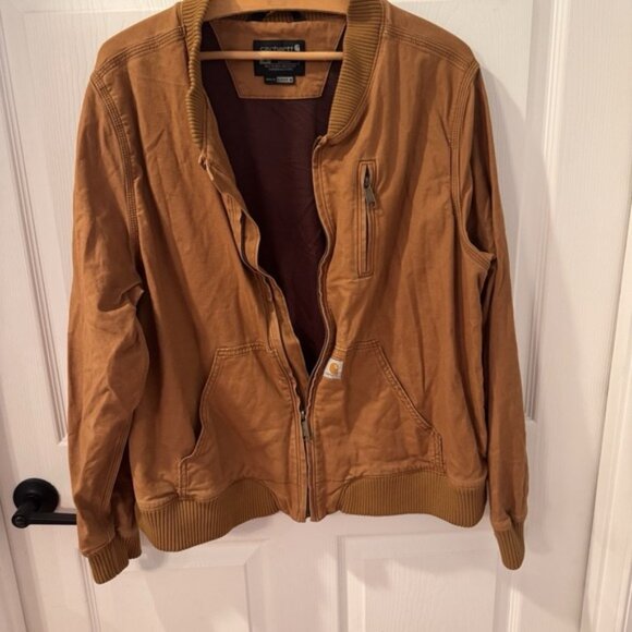 Women's Carhartt jacket Size 2XL 20 Tan Bomber Relaxed Fit Workwear - Picture 1 of 11